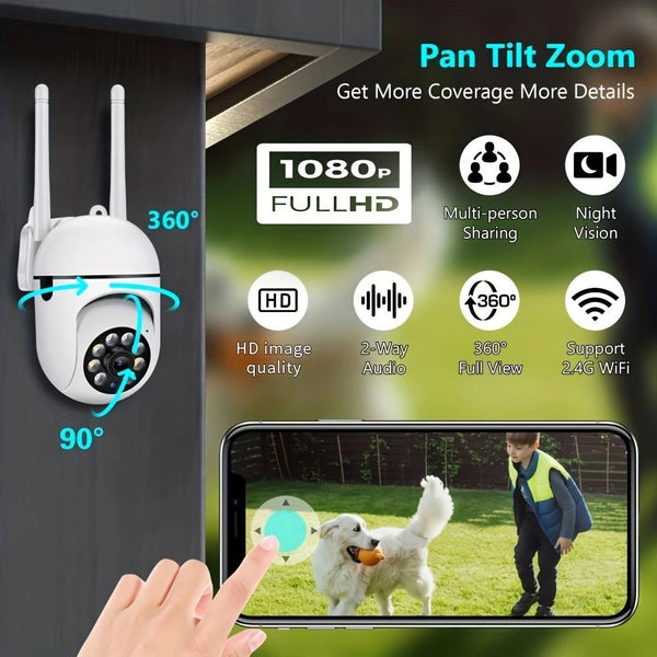 1080P Wireless Security Camera With Color Night Vision 2 Way Audio Pan Tilt Zoom - stepyours.com