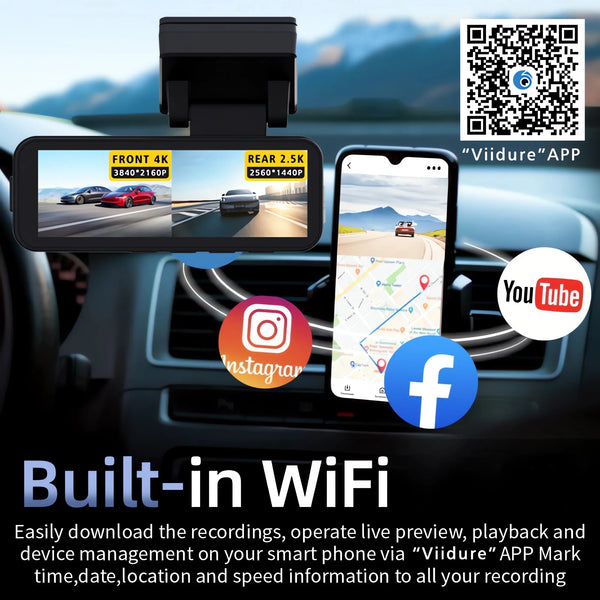 4K Dash Cam Dual Lens With GPS WiFi Night Vision Never Miss A Moment - stepyours.com