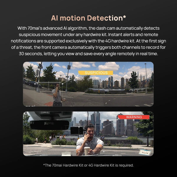 70Mai A810S 4K HDR Dash Cam GPS ADAS Dual Channel Motion Detection 4G LTE DVR - stepyours.com