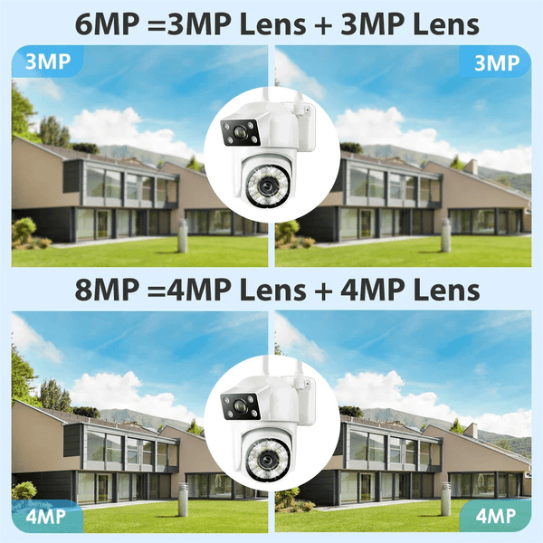 Tuya 8MP WiFi IP Camera PTZ Dual Lens Dual Screen Color Night Vision AI Alerts - stepyours.com