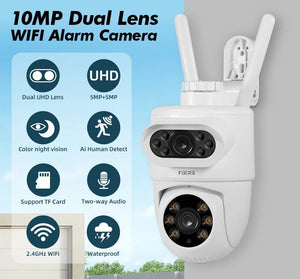 FUERS 5K 10MP Dual Lens IP Camera Tuya Smart - Auto Tracking Surveillance - stepyours.com