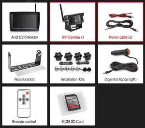 GreenYi 7 Inch 1280x720 AHD Wireless Truck DVR Monitor With Night Vision Camera - stepyours.com