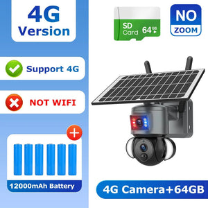 SHIWOJIA 4K 8MP Solar Camera With 4G SIM WiFi Color Night Vision PTZ Dual Lens - stepyours.com