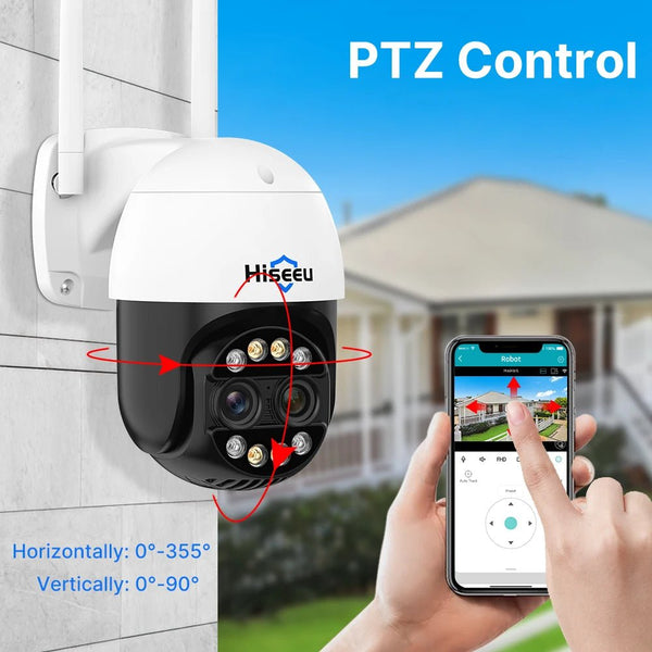 Hiseeu 4K 8MP Dual Lens PTZ WiFi IP Camera With 8X Zoom Night Vision Outdoor - stepyours.com