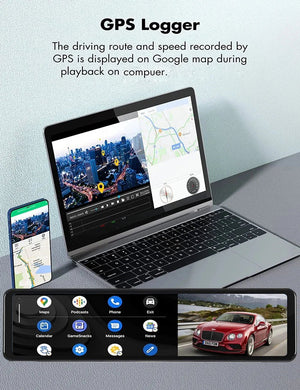 11.26 Inch 4K Dash Cam With CarPlay Android Auto Dual Lens WiFi GPS Bluetooth - stepyours.com