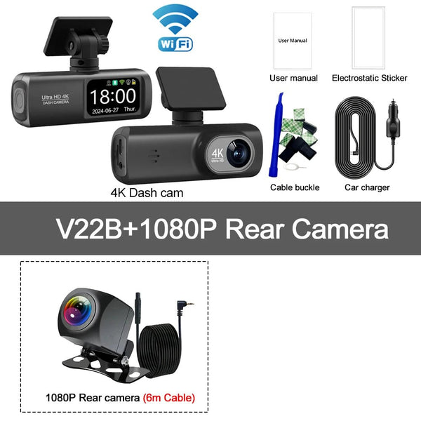 Kocam UHD 4K Dash Cam Dual Lens Front And Rear WiFi GPS 24H Parking Monitor - stepyours.com
