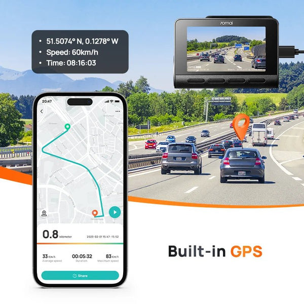 70mai 4K Dash Cam A810 Front Rear Set With 4G LTE UP04 GPS ADAS DVR - stepyours.com
