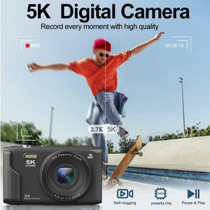 Ourlife 5K 72MP Compact Digital Camera With Two Point Eight Inch LCD 16X Zoom - stepyours.com