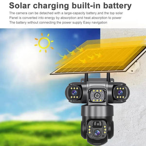 Solar 4G Outdoor Security Camera With 3 Lenses And 10X Zoom Night Vision - stepyours.com
