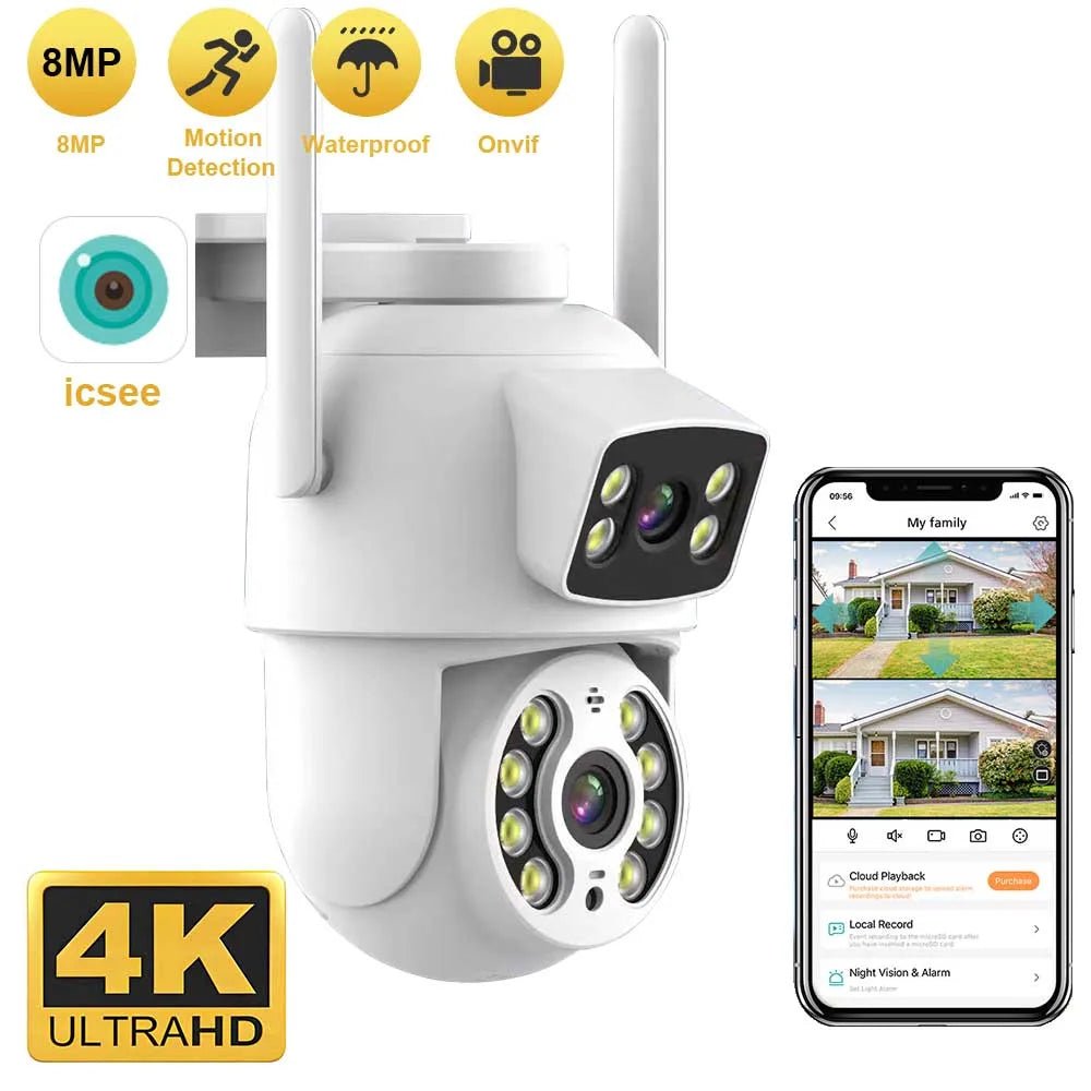 8MP 4K Dual Lens PTZ WiFi Pro Camera With AI Human Detection Auto Tracking - stepyours.com