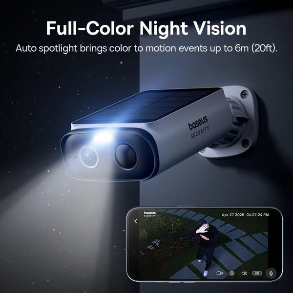 Baseus S1 Lite Solar Security Camera - 2K Wireless Outdoor With 135 Degree FOV - stepyours.com