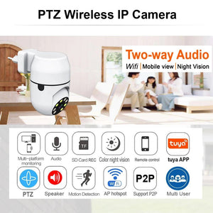Tuya PTZ IP Camera - Auto Tracking And Color Night Vision Security Add Hooks - stepyours.com