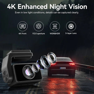 Redtiger A4 4K Dash Cam Front Rear Drive Recorder GPS 5G WiFi Night Vision - stepyours.com