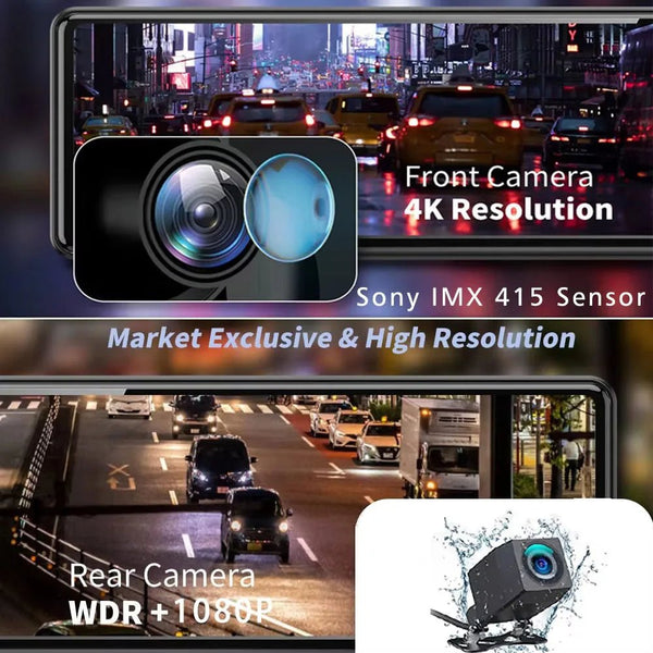 11.26 Inch 4K Dash Cam With CarPlay Android Auto Dual Lens WiFi GPS Bluetooth - stepyours.com