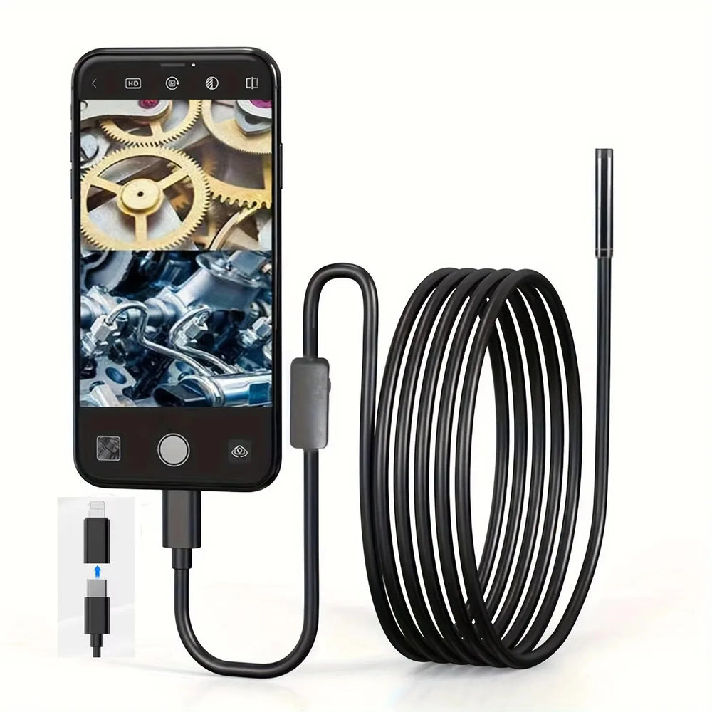 8mm Endoscope Camera 2 In 1 iOS Type C Mini Borescope With 8 LED Lights - stepyours.com
