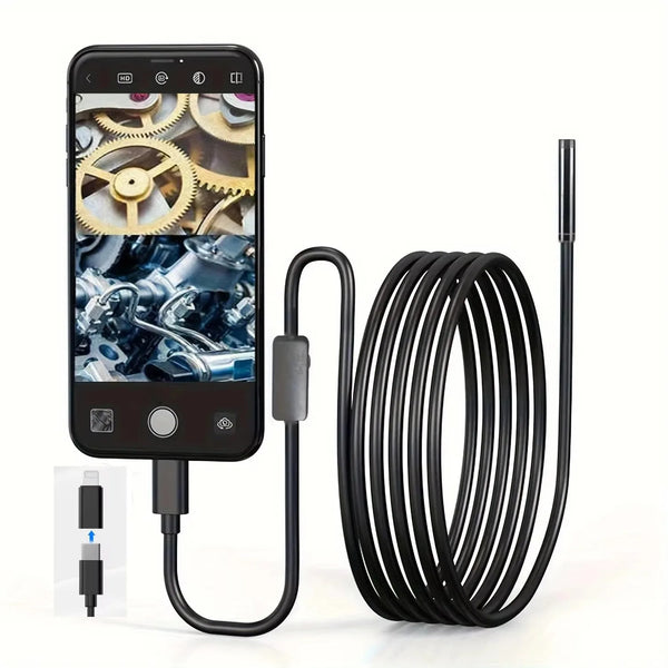 8mm Endoscope Camera 2 In 1 iOS Type C Mini Borescope With 8 LED Lights - stepyours.com