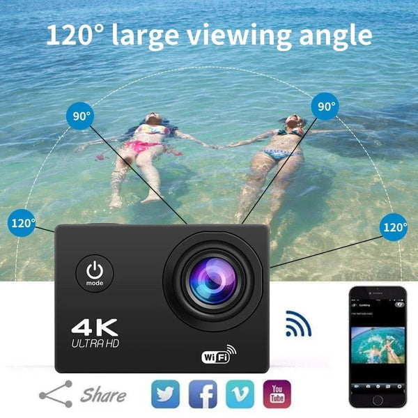 4K Outdoor Action Camera Waterproof Underwater Helmet Camera With WiFi 30FPS - stepyours.com