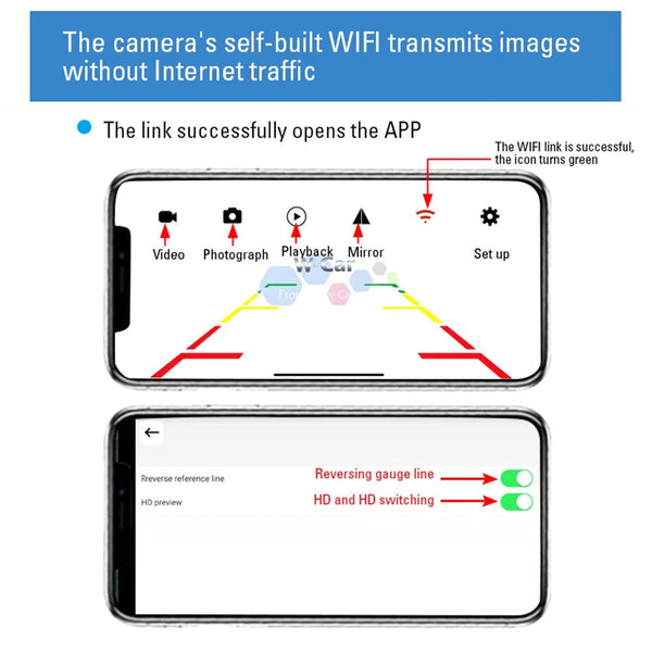 Car Rear View Camera WiFi 170 Degree Wireless Waterproof Backup Camera 12V 24V - stepyours.com