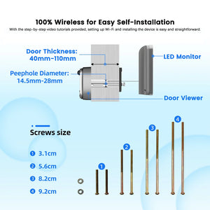 Tuya Smart 3MP 140° Wide View Angle Mini Digital Peephole Eye Viewer WiFi IR PIR Detection Doorbell Door Camera Alexa Google by stepyours.com
