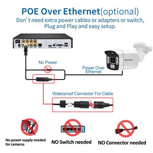 Keview PoE IP Camera - 8MP 4K Outdoor Security Bullet H265 IP66 Weatherproof - stepyours.com