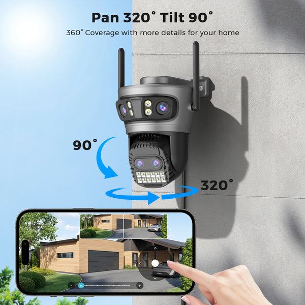 20MP Outdoors WiFi PTZ Security Camera - AI Human Detection and 10X Zoom Hooks