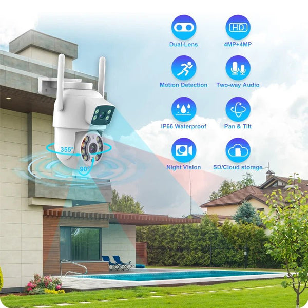 8MP 4K Dual Lens PTZ WiFi Pro Camera With AI Human Detection Auto Tracking - stepyours.com