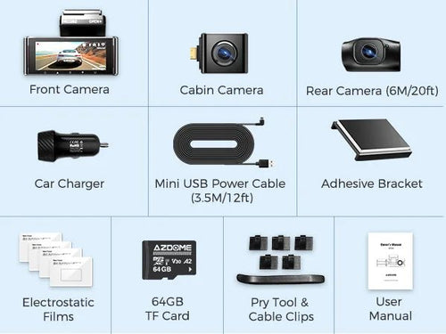 AZDOME 4K Dash Cam M550 Max GPS WiFi Car DVR 3.18Inch Screen Rear Cam - stepyours.com
