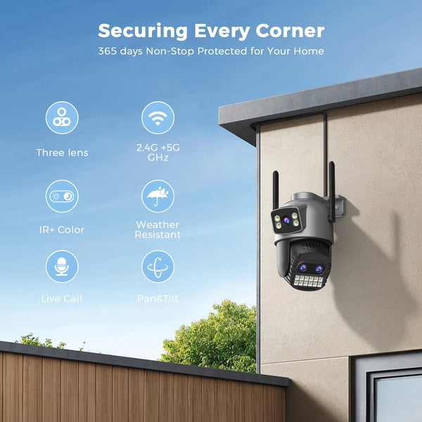 Abuntu 15MP 8K PTZ WiFi Outdoor Camera - 10X Zoom AI Human Detection - stepyours.com