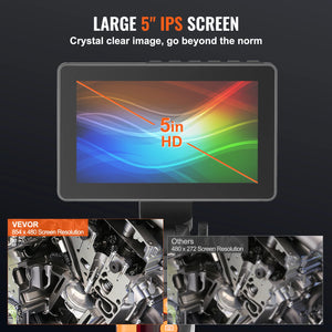 SucceBuy Articulating Borescope Camera With Light 5 Inch 1080P Display Hooks - stepyours.com
