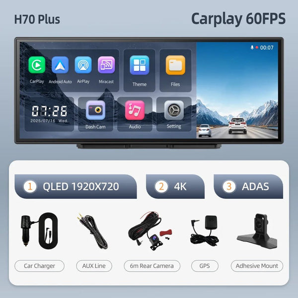 Imagebon H70 Plus 11.4 Inch 4K ADAS Dash Cam 60FPS Night Vision Dual Recording - stepyours.com