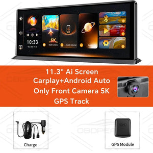 K8 Pro 11.3 Inch Dash Cam Dual Lens 5K GPS 5G WiFi Ultimate CarPlay Android Auto - stepyours.com