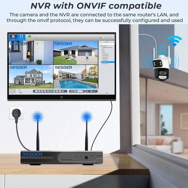 BESDER 8MP WiFi PTZ Outdoor Camera - With AI Human Detection Dual Screens - stepyours.com