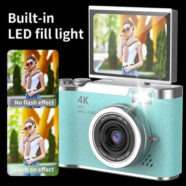 4K 48MP Digital Camera Camcorder For Kids Beginners With 2.4 Inch Screen - stepyours.com