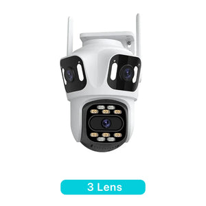 Three Lens PTZ IP Camera Outdoor WiFi Security Auto Tracking Three Screen App by stepyours.com