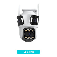 Three Lens PTZ IP Camera Outdoor HD WiFi Security Auto Tracking CCTV Hooks - stepyours.com