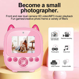 Instant Print Digital Camera Photo Printer Cartoon Design Black and White - stepyours.com