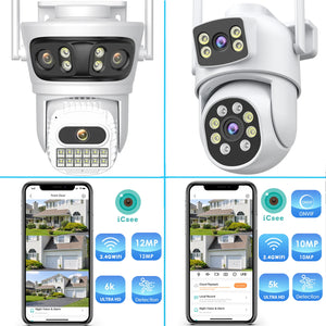 12MP Outdoor WiFi Camera - With 3 Lens PTZ AI Tracking For ICSEE App - stepyours.com