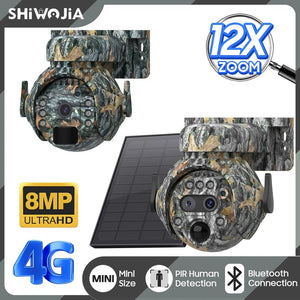 Shiwojia 12X Zoom 4K Solar Camera With Dual Lens 4G 360 Degree View - stepyours.com