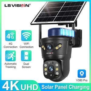 LS VISION 4G WiFi Outdoor Solar Camera - 8MP Dual Lens Night Vision Waterproof - stepyours.com