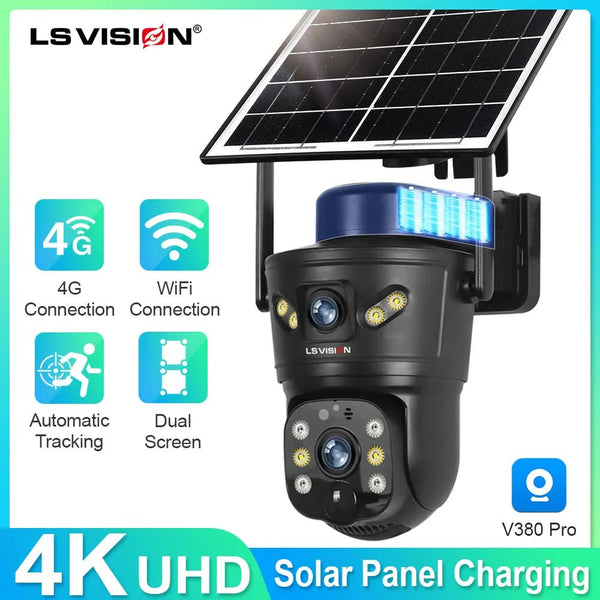 LS VISION 4G WiFi Outdoor Solar Camera - 8MP Dual Lens Night Vision Waterproof - stepyours.com