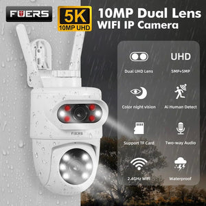 Fuers 5K 10MP Dual Lens IP Camera - Auto Tracking Tuya Smart WiFi CCTV - stepyours.com