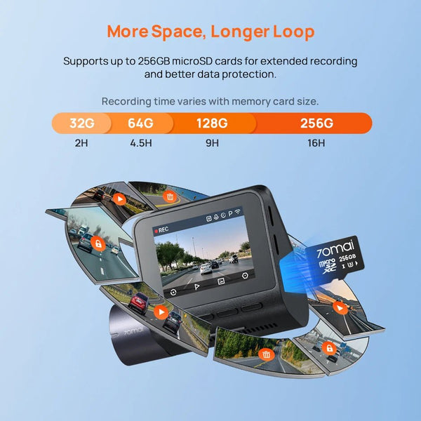 70mai Dash Cam A410 Front 1440P Rear 1080P Car DVR 256GB 24H Parking - stepyours.com
