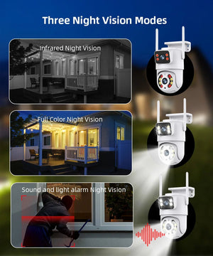 Tuya 8MP WiFi IP Camera PTZ Dual Lens Dual Screen Color Night Vision AI Alerts - stepyours.com