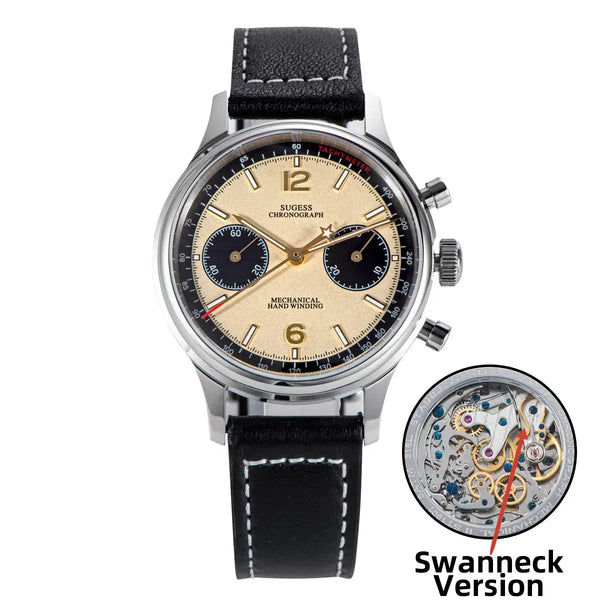 Sugess 1963 Pilot Watch Men Mechanical Chronograph Panda Wristwatch Air Force Sapphire Waterproof for Seagull Movement ST1901 v3