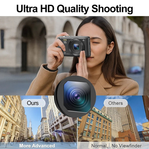 Ourlife 5K 72MP Compact Digital Camera With Two Point Eight Inch LCD 16X Zoom - stepyours.com