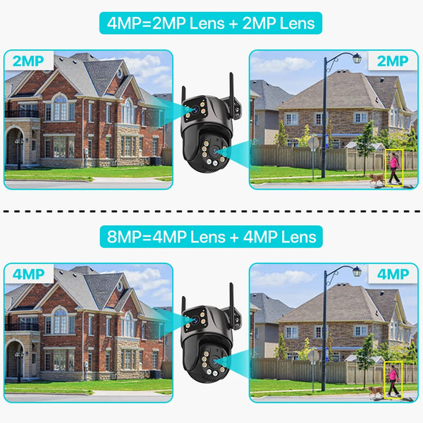 SmartVision 4K 8MP Outdoor WiFi PTZ Camera AI Auto Tracking Dual Lens by stepyours.com