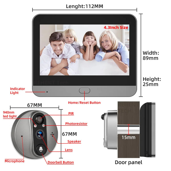 3MP WiFi Smart Tuya Peephole 5000mAh Doorbell Door Eye Camera Infrared Alexa Google Video Intercom Door Cameras Home Security by stepyours.com