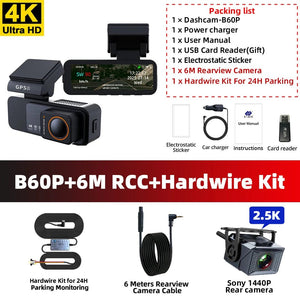Acceo 4K Dash Cam With GPS WiFi Dual Lens Night Vision Front Rear - stepyours.com