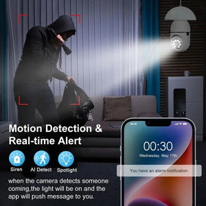 GEMODI 2.4G E27 WiFi Bulb Camera 1080P Night Vision Motion Two Way Audio - stepyours.com
