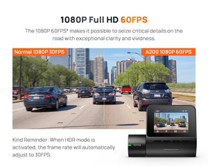 70mai A200 Dash Cam 2 Inch LCD Dual Channel 1080P Car DVR 24H Parking - stepyours.com